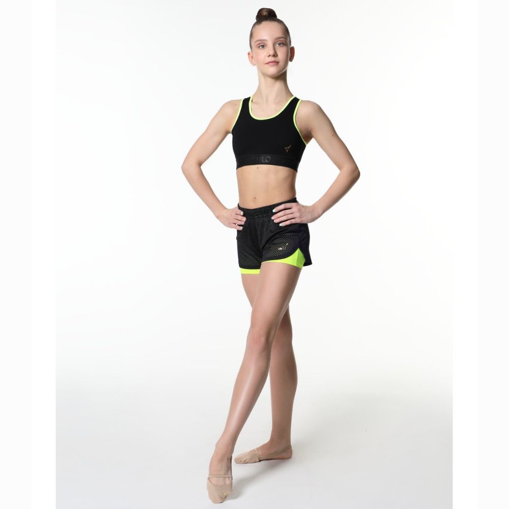 Short Solo doble amarillo delantero